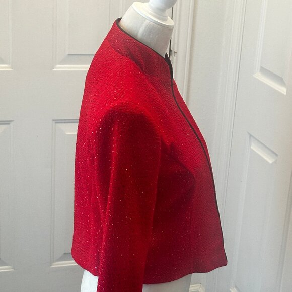Vintage Jessica Howard Red Glitter Zip Jacket, Stand Collar, Sz 10 - Picture 12 of 15